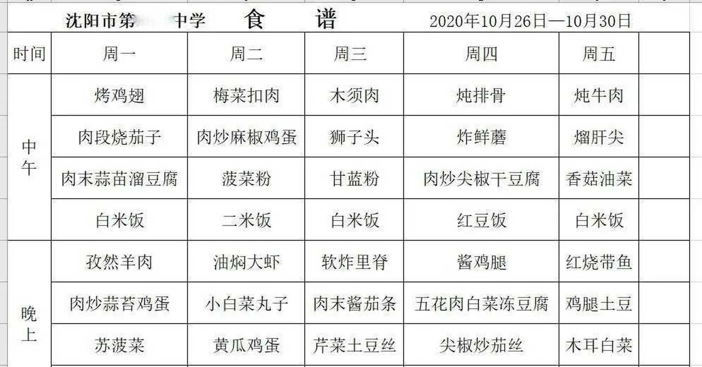 二荤二素菜谱(二荤二素15元标准盒饭周菜谱)